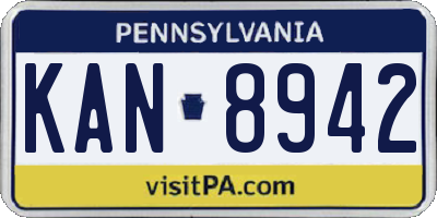 PA license plate KAN8942