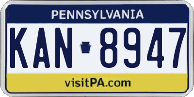 PA license plate KAN8947