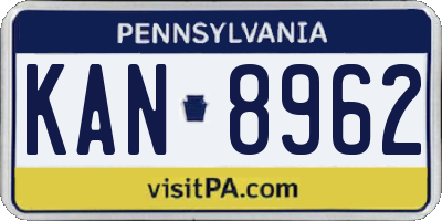 PA license plate KAN8962