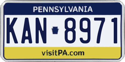 PA license plate KAN8971