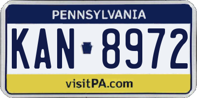 PA license plate KAN8972