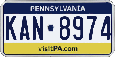 PA license plate KAN8974