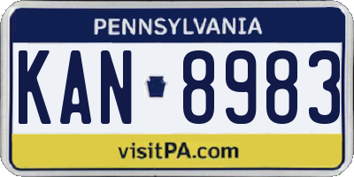 PA license plate KAN8983