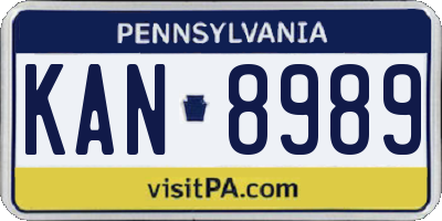 PA license plate KAN8989
