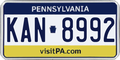 PA license plate KAN8992