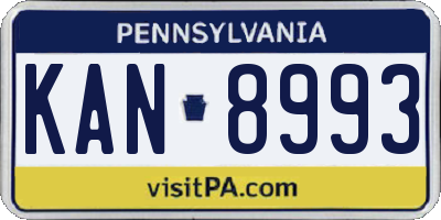 PA license plate KAN8993