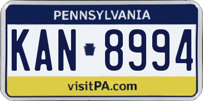 PA license plate KAN8994