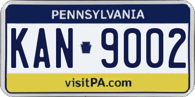 PA license plate KAN9002