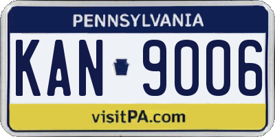 PA license plate KAN9006