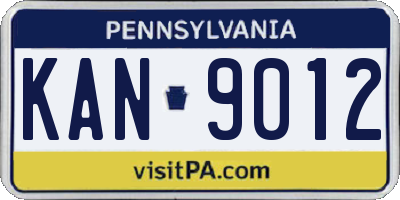 PA license plate KAN9012