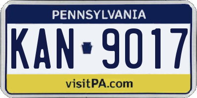 PA license plate KAN9017