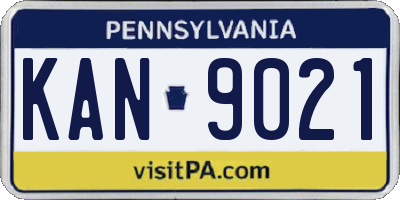 PA license plate KAN9021