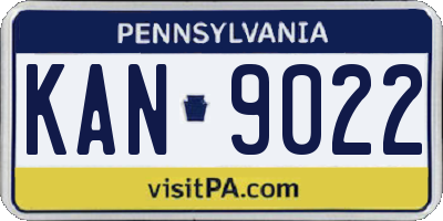 PA license plate KAN9022