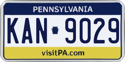 PA license plate KAN9029
