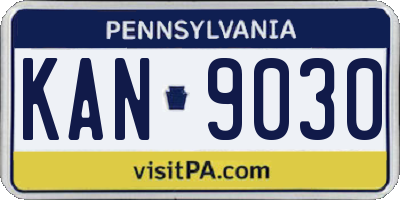 PA license plate KAN9030