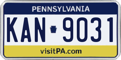 PA license plate KAN9031