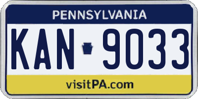 PA license plate KAN9033