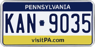 PA license plate KAN9035