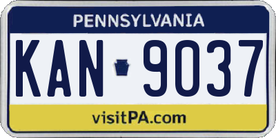 PA license plate KAN9037