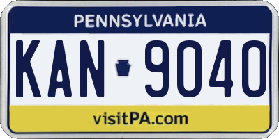 PA license plate KAN9040