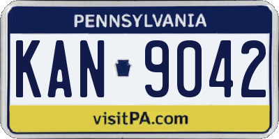 PA license plate KAN9042