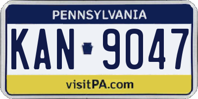 PA license plate KAN9047