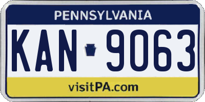 PA license plate KAN9063