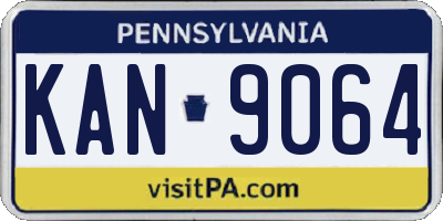 PA license plate KAN9064