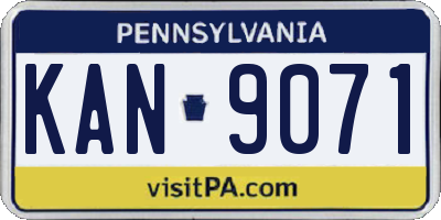 PA license plate KAN9071