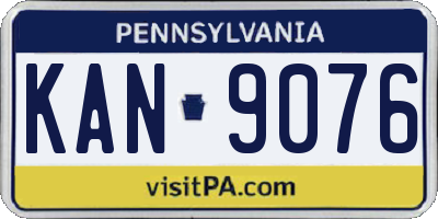 PA license plate KAN9076