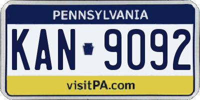 PA license plate KAN9092