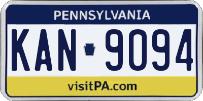 PA license plate KAN9094
