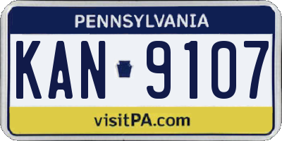PA license plate KAN9107