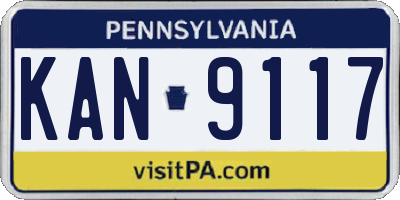 PA license plate KAN9117
