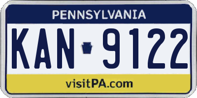 PA license plate KAN9122