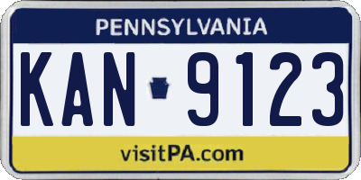 PA license plate KAN9123