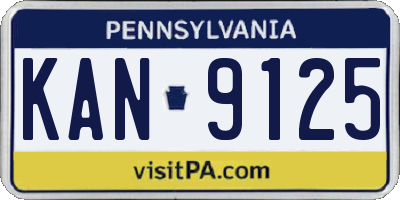 PA license plate KAN9125