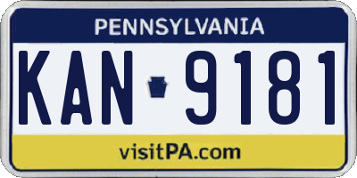 PA license plate KAN9181