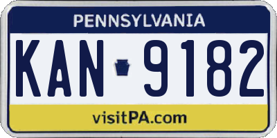 PA license plate KAN9182