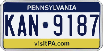 PA license plate KAN9187