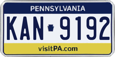 PA license plate KAN9192