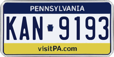 PA license plate KAN9193