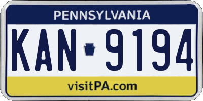 PA license plate KAN9194