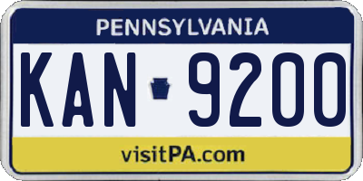 PA license plate KAN9200