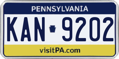 PA license plate KAN9202