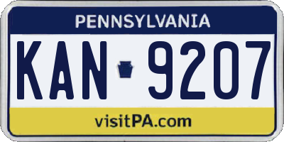 PA license plate KAN9207