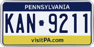 PA license plate KAN9211