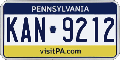 PA license plate KAN9212