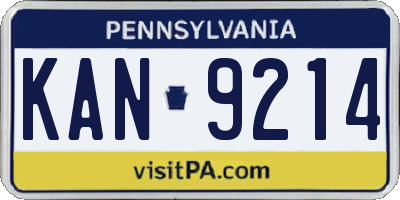 PA license plate KAN9214