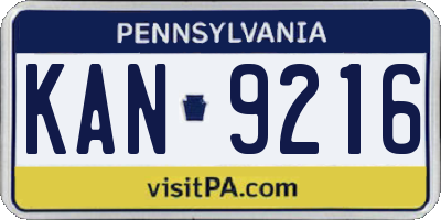 PA license plate KAN9216